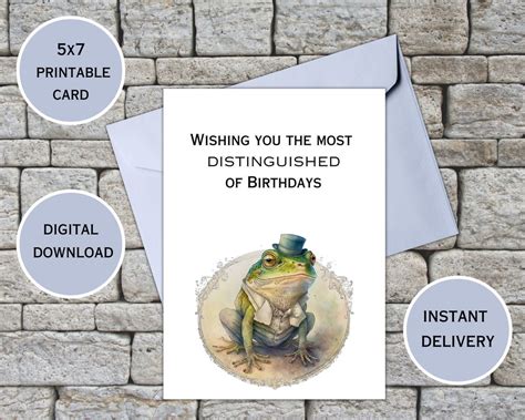 Birthday Card/ Frog Card/ Printable Greeting Card/ Distinguished Frog ...