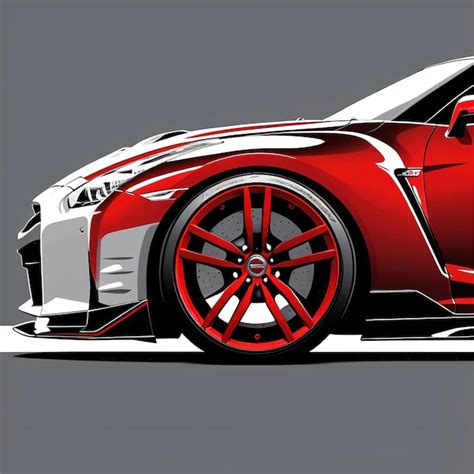 Premium Photo Art Illustrations Of A Black Red White Sport Car Nissan