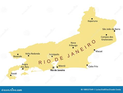 Rio De Janeiro State Cities Map Stock Illustration Illustration Of