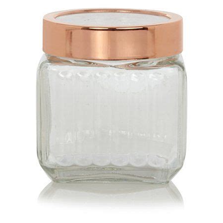 George Home Ribbed Glass Jar With Copper Lid Small Kitchen Storage