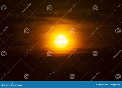 Big Sun on Sunset Sky with Dark Clouds Stock Photo - Image of sunshine ...