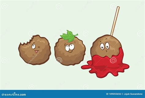 Meatball Cute And Funny Cartoon Vector | CartoonDealer.com #189055656