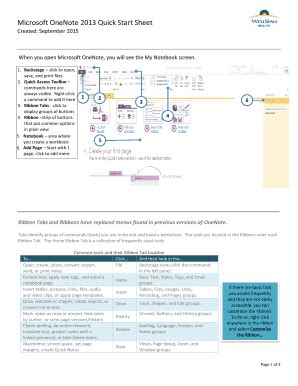 Fillable Online Microsoft OneNote 2013 Quick Start Sheet Fax Email