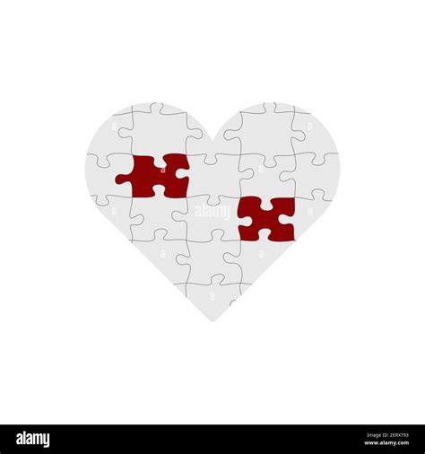 Jigsaw Puzzle With All Its Pieces Put Together Forming A Big Red Heart