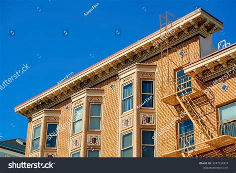 Orange Brick Building Facade Flat Roof Stock Photo 2247319337 ...