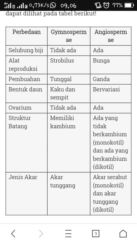 Tabel Perbedaan Angiospermae Dan Gymnospermae 2021