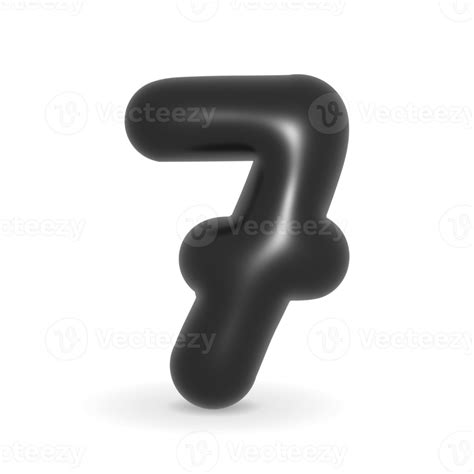 Glossy black balloon number Seven symbol. 3d illustration realistic design element. Black Friday ...