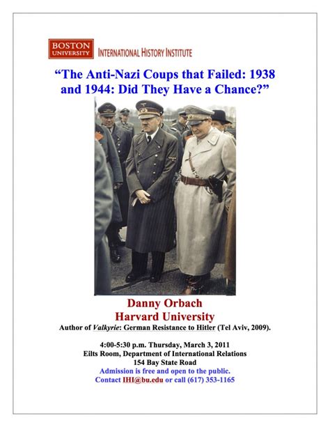 Nazi Coups That Failed Orbach International History Institute