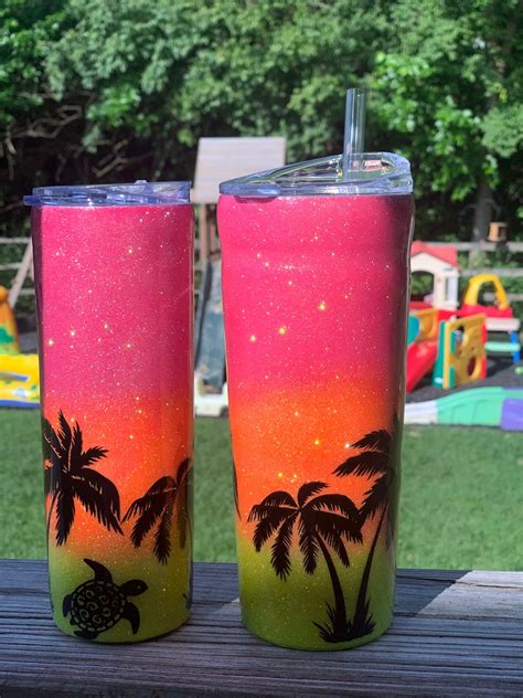 Glitter Tumbler Beach Sunset Summer Vacation Etsy