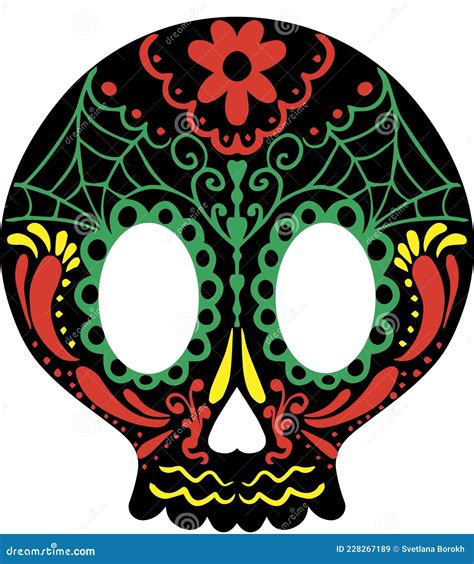 Day Of The Dead Skull Skull Sugar Flower Skull Tattoo Stock Vector