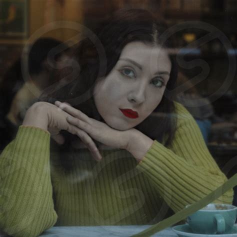 Vintage Woman Red Lips Beautiful Film Cinematic Yellow Sweater