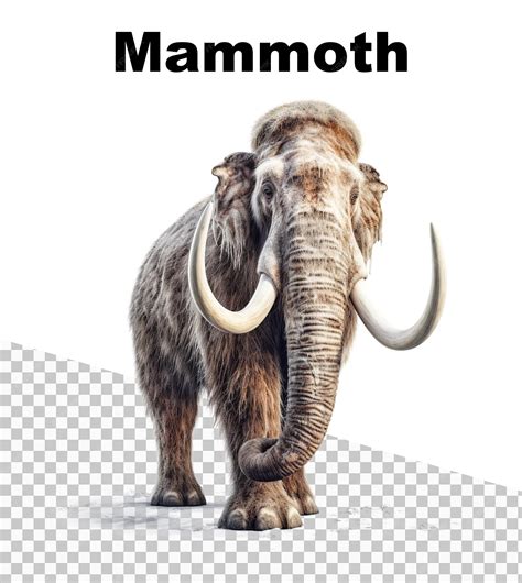 Premium PSD | A poster of a big mammoth with transparent background and