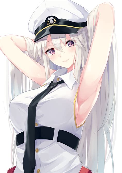 Safebooru 1girl Armpits Arms Behind Head Azur Lane Bangs Belt Breasts Enterprise Azur Lane