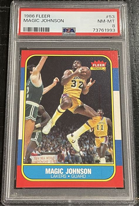 1986 Fleer Magic Johnson PSA 8 NM MT JUST GRADED 53 Lakers 1993