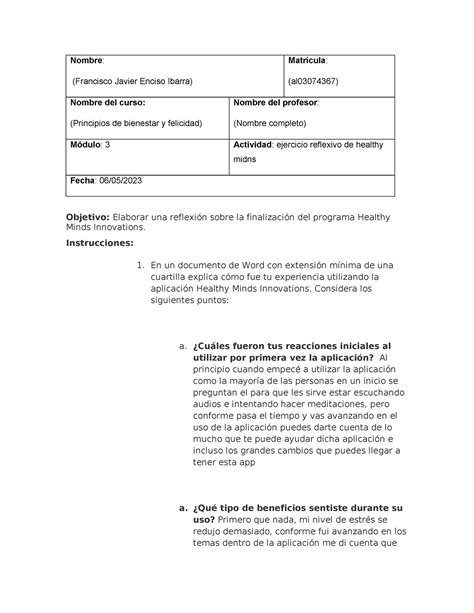 Healthy Mind Resumen Gestion De Riesgos Nombre Francisco Javier