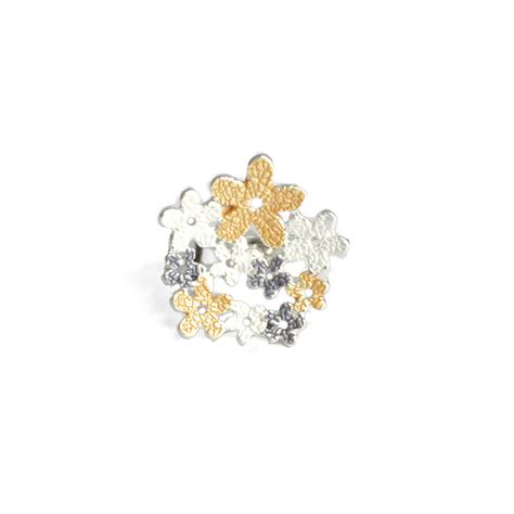 Ayesha Adjustable Metallic Silver Flower Ring Buy Ayesha Adjustable