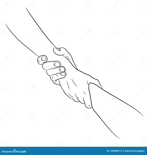 Two Hands Taking Each Other Helping Hand Concept Pull Drag From The