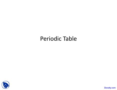 periodic table general physcis lecture  docsity