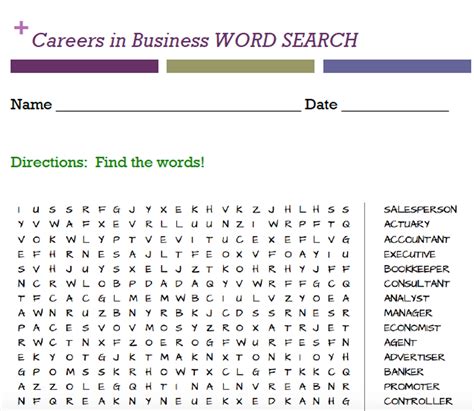 Careers In Business Word Search Amped Up Learning