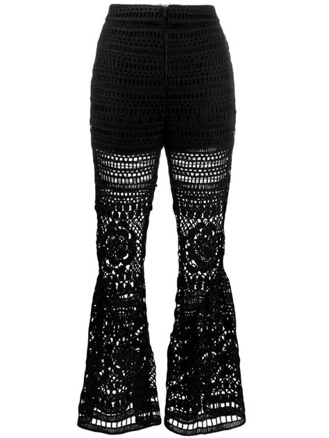 Self Portrait Crochet Trousers Black With Images Crochet Bottoms