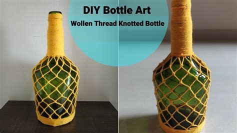 DIY Bottle Art Trending Glass Bottle Art Wollen Thread Knotted