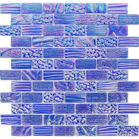 Blue And Purple Glass Mosaic Tile Pattern On A White Background With Lots Of Small Squares