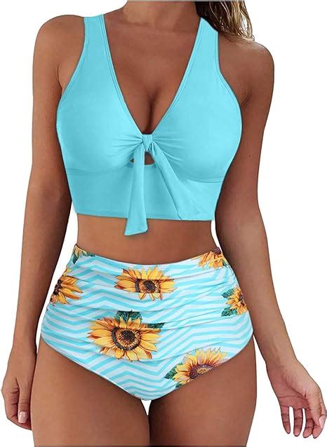 Orgrul Bikini Damen High Waist Push Up Bikini Mädchen Große Brüste