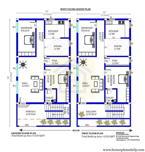 25x50 West Facing House Plan House Designs And Plans PDF Books