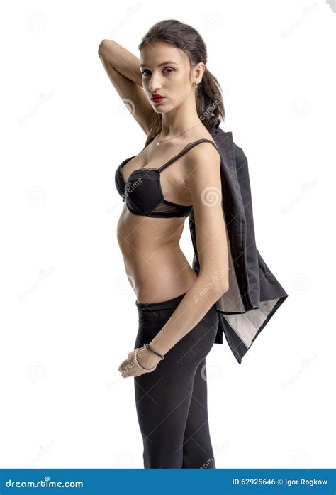Slender Brunette Girl Removes A Business Suit Undressing Stock Photo Image Of Isolated