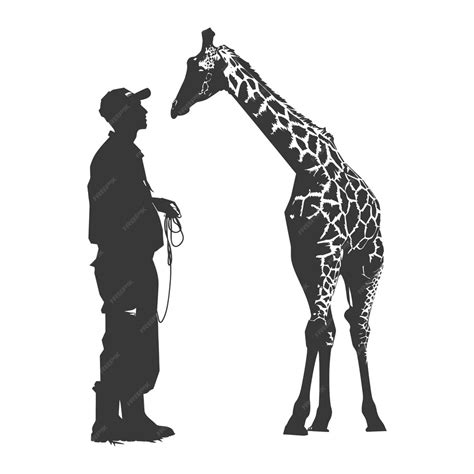 Premium Vector Silhouette Zookeeper In Action Full Body Black Color Only