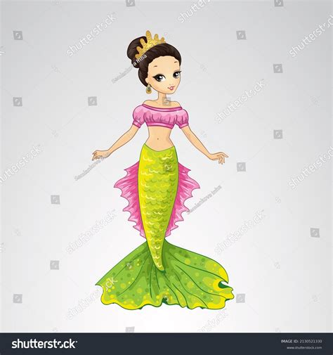 Vector Illustration Mermaid Long Blonde Hair Stock Vector Royalty Free 2130521330 Shutterstock