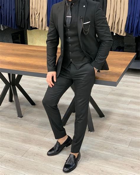 Buy Black Slim Fit Suit By With Free Shipping Siyah