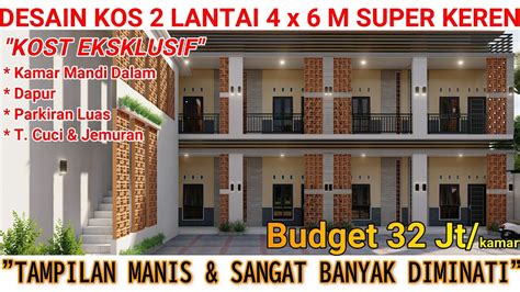 DESAIN KOS KOSAN 2 LANTAI 4 X 6 M SUPER LENGKAP Kamar Mandi Dalam