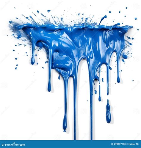 Abstract Blue Paint Drips Or Slime Isolated On White Background Ai