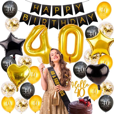 Buy 40th Birthday Decorations Party Supplies Birthday Balloon Gold