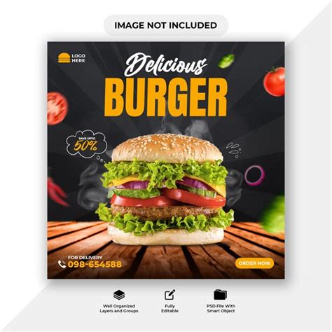 Premium Psd Delicious Burger Social Media Promotion And Instagram