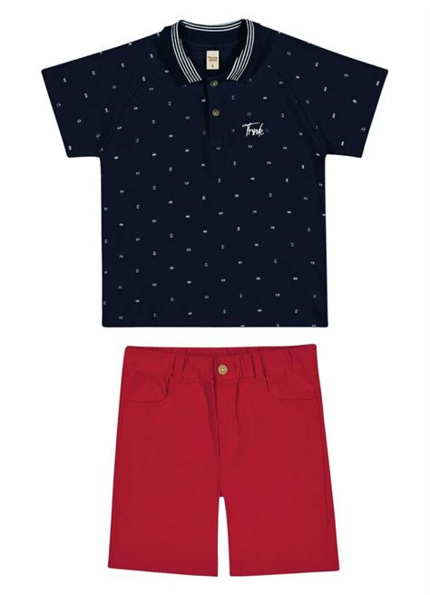 Conjunto Infantil Polo E Bermuda Azul Trick Nick