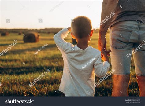 Fathers His Son Holding Hands Sunset Stock Photo 2021633855 Shutterstock