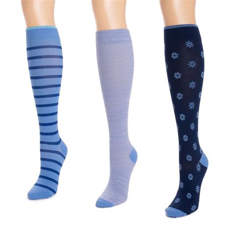 Muk Luks Women S Pair Pack Compression Socks Blue Multi One Size