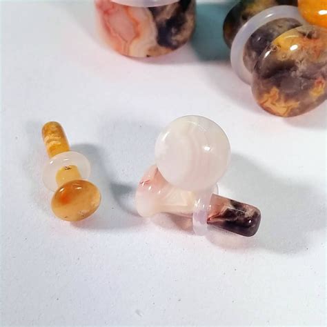 Stone Plugs Gauges Crazy Lace Agate Stone Plugs Single Etsy