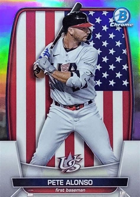 Pete Alonso 2023 Bowman Chrome Wbc 80 Wbc Flag Refractor 499 Price