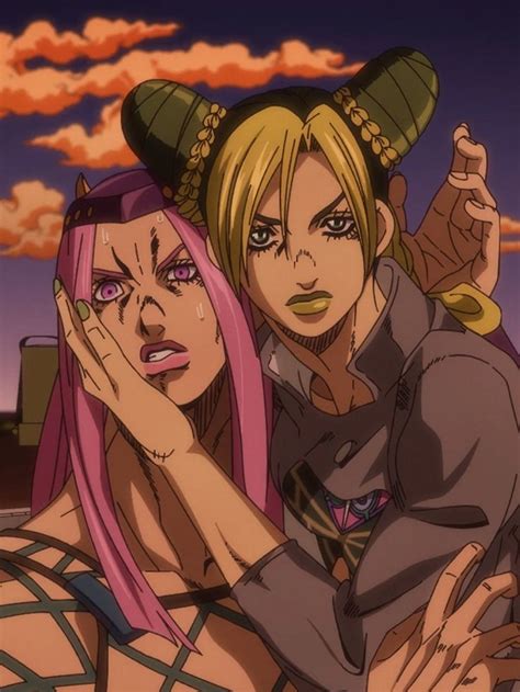 Two Anime Characters One With Pink Hair And The Other Blonde