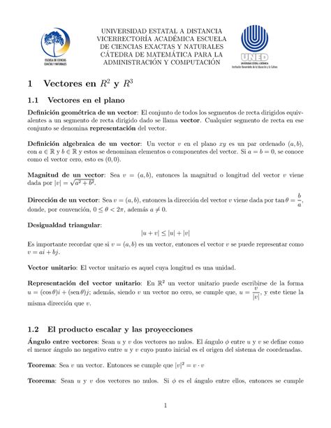 0 3069 Capítulo Vectores UNIVERSIDAD ESTATAL A DISTANCIA VICERRECTOR