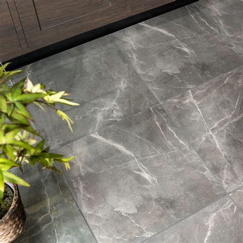 Marmy Grey Gloss Marble Effect Porcelain Floor Tile