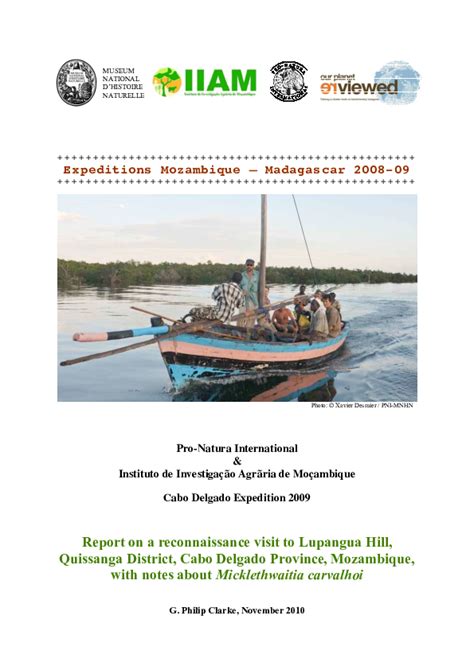 Pdf Report On A Reconnaissance Visit To Lupangua Hill Quissanga