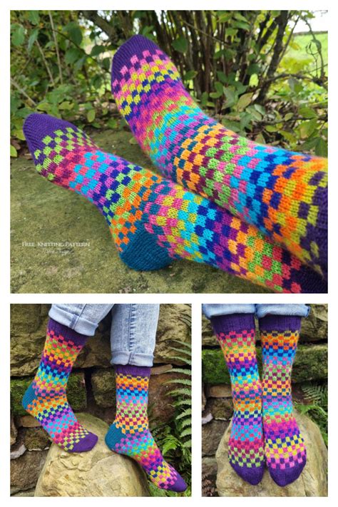 Happy Squares Socks Free Knitting Pattern - Knitting Pattern