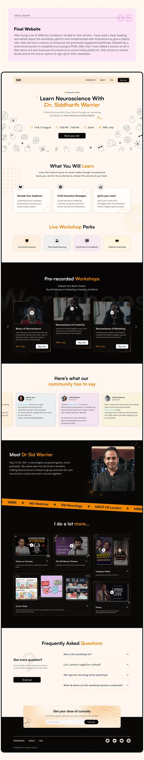 Landing Page Design For Dr Siddharth Warrier Behance