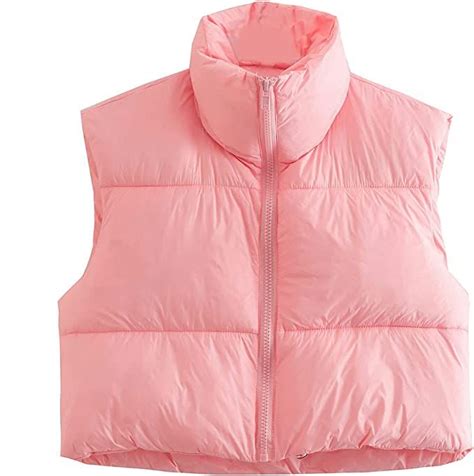 KEOMUD Women S Winter Crop Vest Lightweight Sleeveless Warm Outerwear