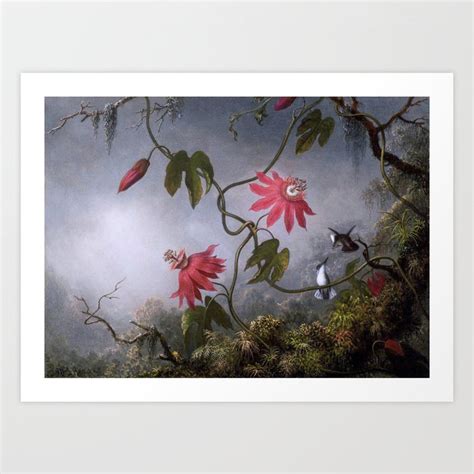 Passion Flowers With Hummingbirds Art Print By Wild Strawberries Society6