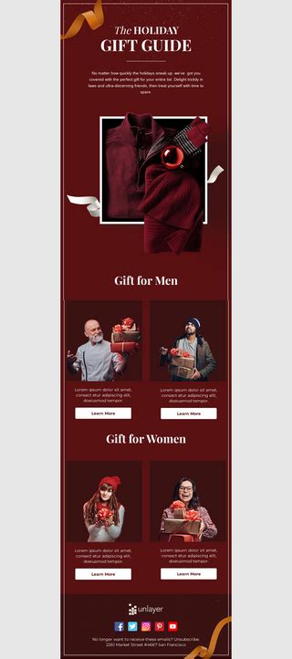 Holiday Gift Guide Email Template Unlayer